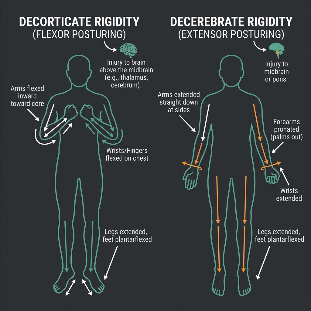 Abnormal Posturing: Decorticate vs Decerebrate